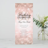 Winter 50 Verjaardagsprogramma Roze Goud Menu Kaart (Staand voorkant)