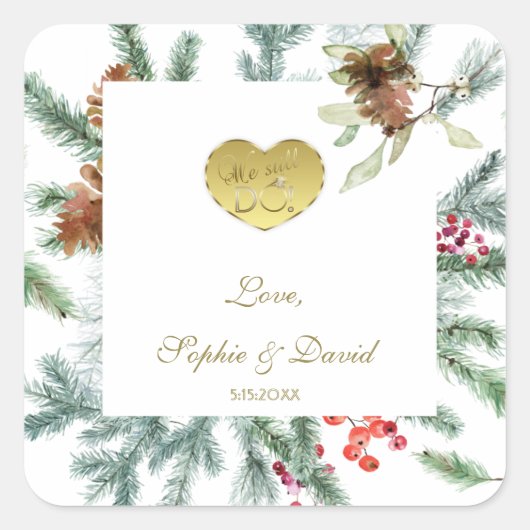 Winter 50e bruiloft doen we nog steeds vierkante sticker (Voorkant)