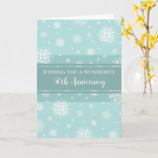 Winter 50e bruiloft Jubileum Kaart (Gele Bloem)