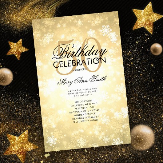 Winter 50th Birthday Programme Gold Wonderland Men Flyer