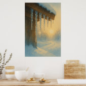 Winter 5, Icicle licht, seizoensgebonden print (Keuken)