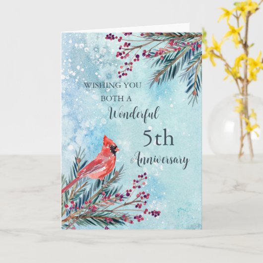 Winter 5e bruiloft Jubileum Kaart (Gele Bloem)