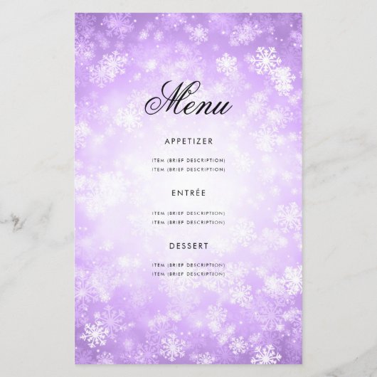 Winter 60 Birthday Programme Paars Wonderland Menu (Achterkant)