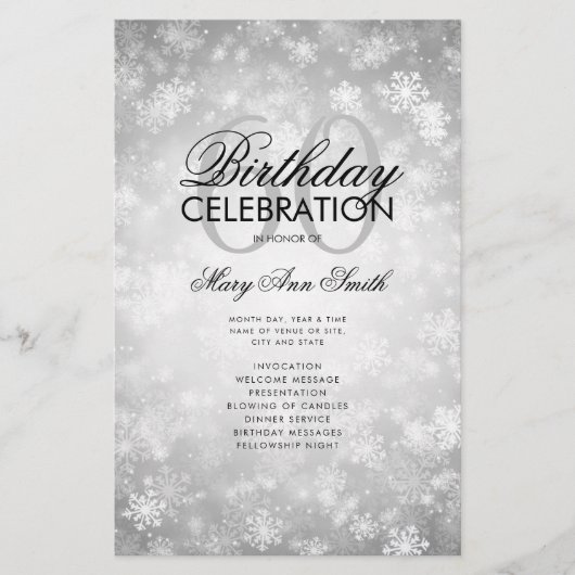 Winter 60 Birthday Programme Silver Wonderland Men Flyer (Voorkant)