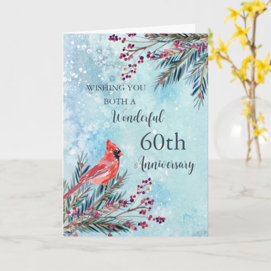 Winter 60e bruiloft Jubileum Kaart (Gele Bloem)