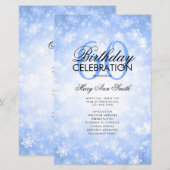 Winter 60th Birthday Program Navy Wonderland Menu (Voorkant / Achterkant)