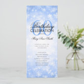 Winter 60th Birthday Program Navy Wonderland Menu Kaart (Staand voorkant)