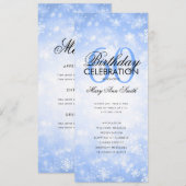 Winter 60th Birthday Program Navy Wonderland Menu Kaart (Voorkant / Achterkant)