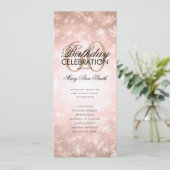 Winter 60th Birthday Program Roos Gold Menu Kaart (Staand voorkant)