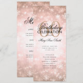 Winter 60th Birthday Program Roos Gold Menu Kaart (Voorkant / Achterkant)