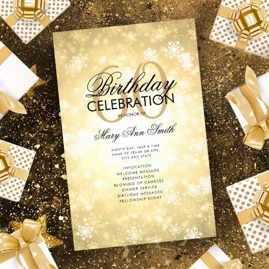 Winter 60th Birthday Programme Gold Wonderland Men Flyer