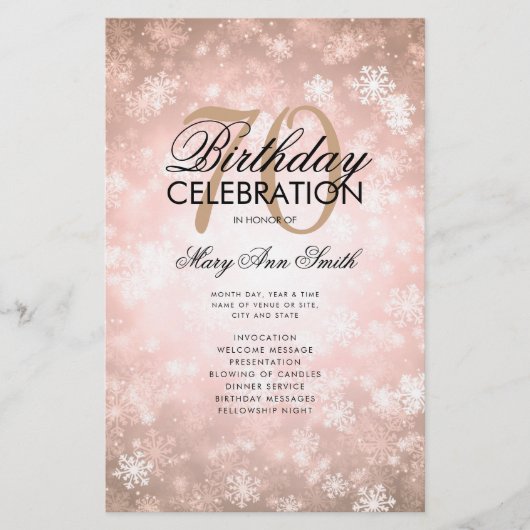 Winter 70 Birthday Programme Roos Gold Wonderland Flyer (Voorkant)