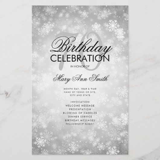 Winter 70 Birthday Programme Silver Wonderland Men Flyer (Voorkant)