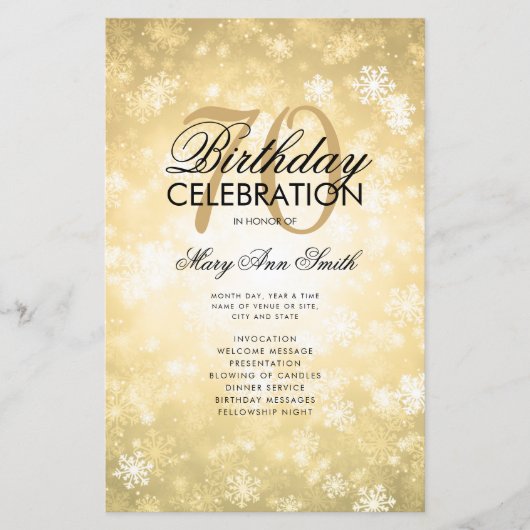 Winter 70th Birthday Programme Gold Wonderland Men (Voorkant)