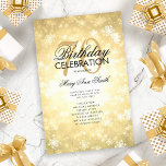 Winter 70th Birthday Programme Gold Wonderland Men<br><div class="desc">Elegant "Birthday Party Programme"-ontwerp met wintersneeuwvlokken en lampen in Gold met aangepaste tekst.</div>