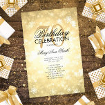 Winter 70th Birthday Programme Gold Wonderland Men Flyer<br><div class="desc">Elegant "Birthday Party Programme"-ontwerp met wintersneeuwvlokken en lampen in Gold met aangepaste tekst.</div>