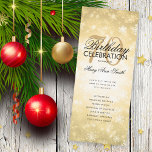 Winter 70th Birthday Programme Gold Wonderland Men Kaart<br><div class="desc">Elegant "Birthday Party Programme"-ontwerp met wintersneeuwvlokken en lampen in Gold met aangepaste tekst.</div>