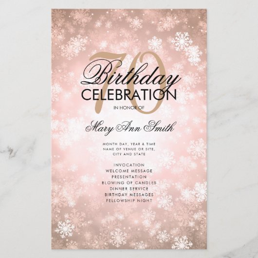 Winter 70th Birthday Programme Roos Gold Wonderlan (Voorkant)