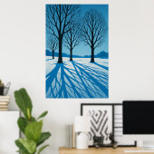 Winter 7, Blauwe schaduwen, seizoensgebonden afdru Poster (Thuiskantoor)