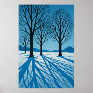 Winter 7, Blauwe schaduwen, seizoensgebonden afdru Poster