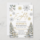 Winter 80 verjaardagsuitnodiging goud en zilver kaart (Voorkant)