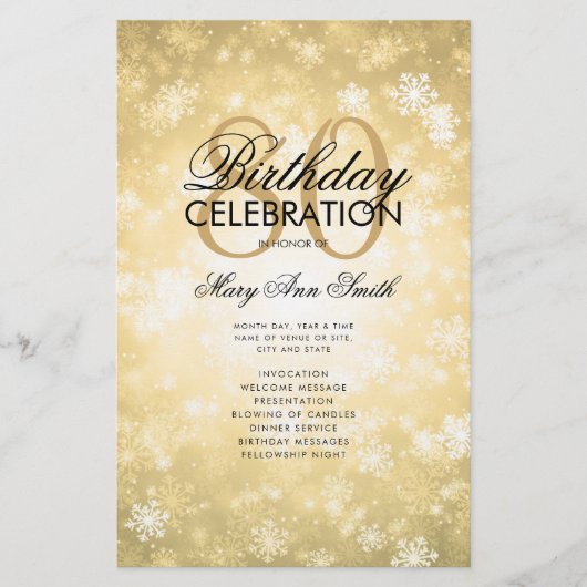 Winter 80e Verjaardagsprogramma Gold Wonderland Me Flyer (Voorkant)