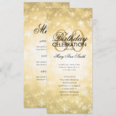 Winter 80e Verjaardagsprogramma Gold Wonderland Me Kaart (Voorkant / Achterkant)