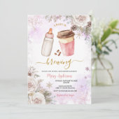 Winter A Baby Is Brewing Coffee Baby Shower Kaart (Staand voorkant)