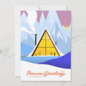 Winter A Frame Ski Chalet Retro Feestdagenkaart (Voorkant)