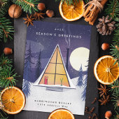 Winter A Lijst Ski Chalet Illustratief portret Feestdagenkaart