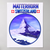 Winter aan de Matterhorn Zwitserland Poster (Voorkant)