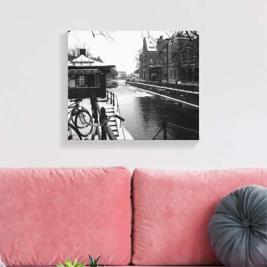 Winter aan de Riverside BW Canvas Afdruk (Insitu (Woonkamer))
