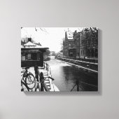 Winter aan de Riverside BW Canvas Afdruk (Voorkant)