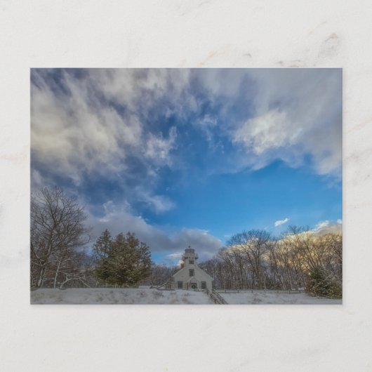 Winter aan de vuurtoren van het Mission Point Briefkaart (Voorkant)