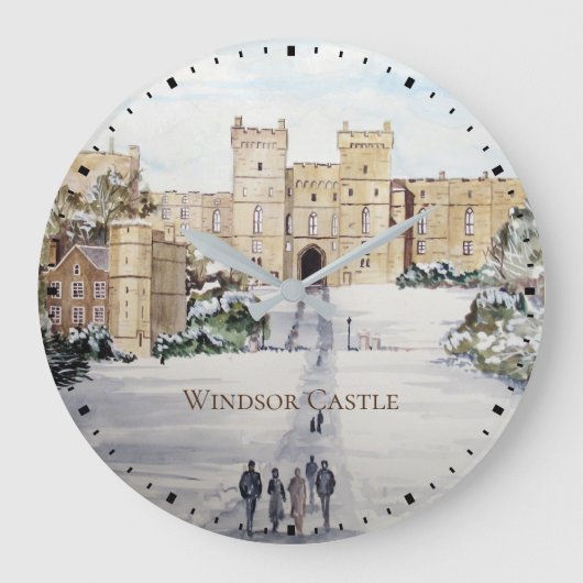 Winter aan het Windsor Castle Landscape Painting Grote Klok (Voorkant)