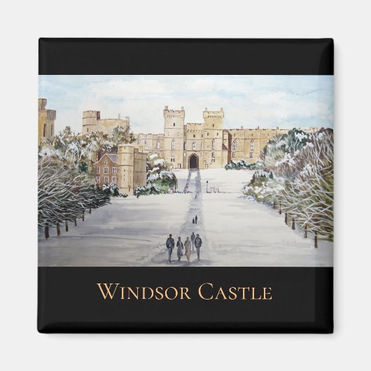 Winter aan het Windsor Castle Landscape Painting Magneet (Voorkant)
