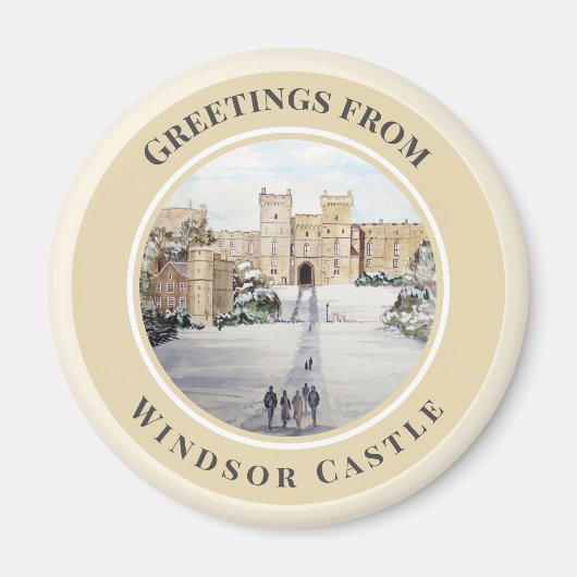 Winter aan het Windsor Castle Landscape Painting Magneet (Voorkant)