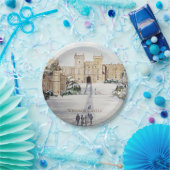 Winter aan het Windsor Castle Landscape Painting Papieren Bordje (Feest)