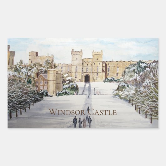 Winter aan het Windsor Castle Landscape Painting Rechthoekige Sticker (Voorkant)