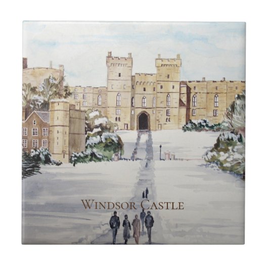 Winter aan het Windsor Castle Landscape Painting Tegeltje (Voorkant)