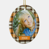 Winter Aangepaste kerstversiering (oranje) Keramisch Ornament (Rechts)
