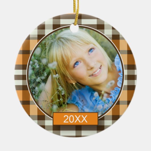 Winter Aangepaste kerstversiering (oranje) Keramisch Ornament (Voorkant)