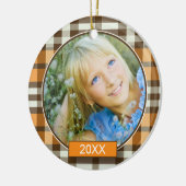 Winter Aangepaste kerstversiering (oranje) Keramisch Ornament (Links)