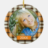 Winter Aangepaste kerstversiering (oranje) Keramisch Ornament (Achterkant)
