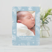Winter Aankomst Foto Geboorte Aankondiging (Staand voorkant)