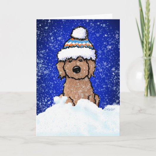 Winter Abrikozen Doodle Kerstkaart Feestdagen Kaart (Voorkant)