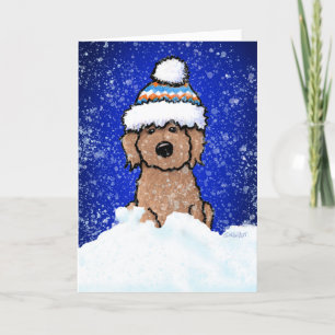 Winter Abrikozen Doodle Kerstkaart Feestdagen Kaart