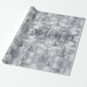 Winter Abstract Tree Grey Holiday Wrapping Papier (Uitgerold)