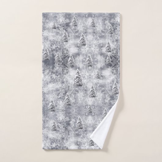 Winter Abstract Tree Grey Vakantie Bad Handdoek (Handdoek)