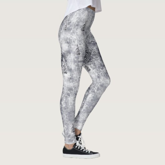 Winter Abstract Tree Grey Vakantie Leggings (Rechts)